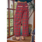 RUFFLED BOTTOM DETAIL CHRISTMAS PLAID CHECK LACE TRIM PANTS