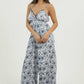 B5957-A987 V NECK JUMPSUIT WITH SLIT LEG DETAILS
