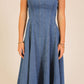 Strapless Stretch Denim Midi Dress