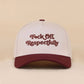 Fxck Off Respectfully Two Tone Canvas Cotton Cap Zenana Consgt.