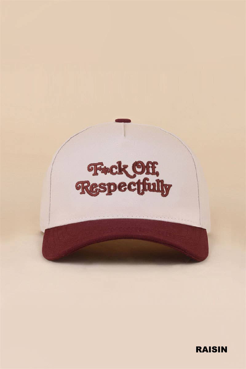 Fxck Off Respectfully Two Tone Canvas Cotton Cap Zenana Consgt.