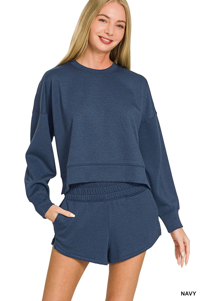 Scuba Sweatshirts & Shorts 2PC Set SI-27476 Zenana