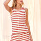 IT1174 -Striped Knit Crochet Two Piece Short Set