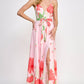 Floral Border Print Side Slit Maxi Dress