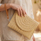 Straw Woven Gold Accents Clutch Bag