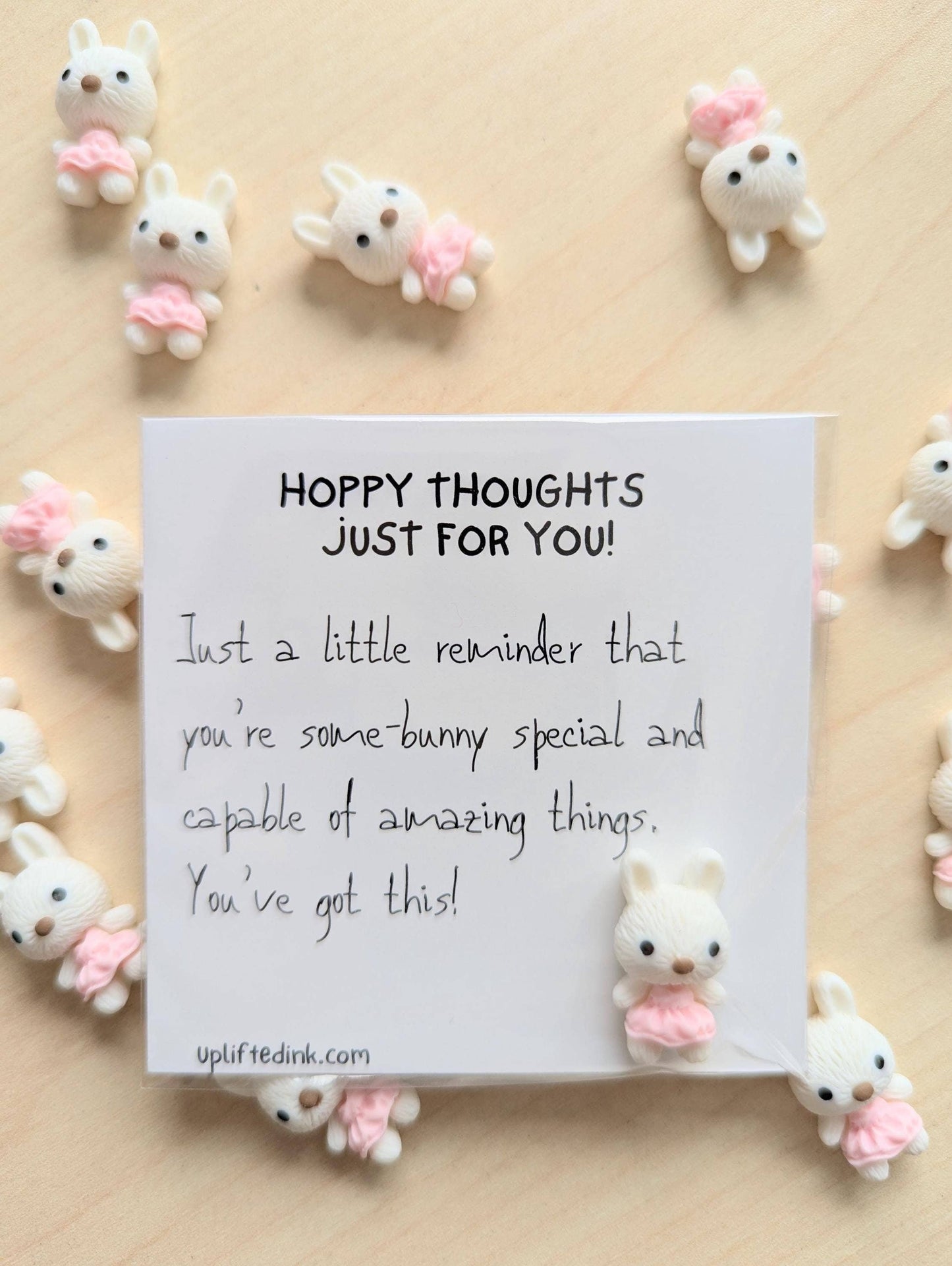 Hoppy Thoughts Uplifting Mini Card with Bunny Figurine