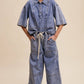 Wide-Leg Denim Drawstring Pants LP0256