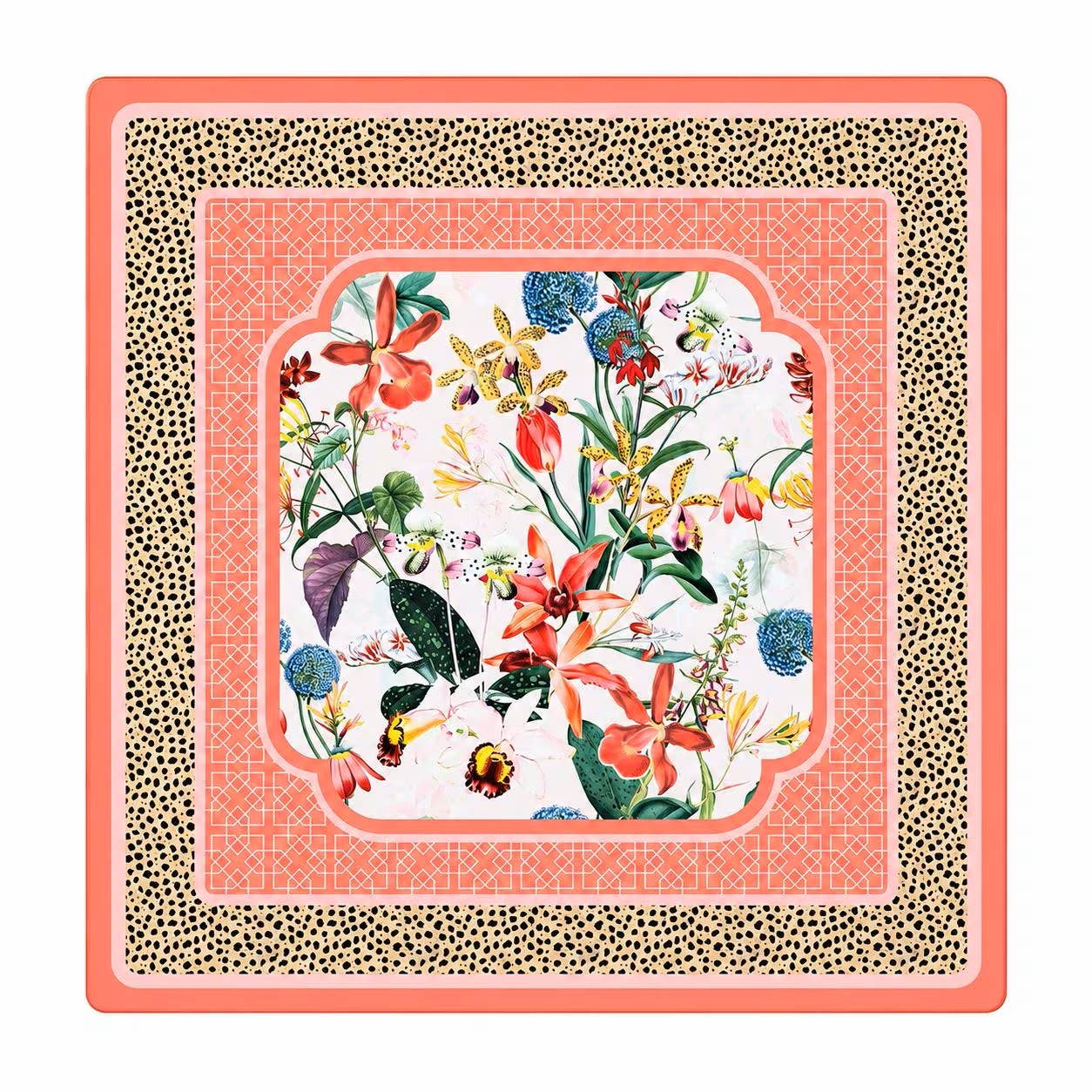 Peach Spotted Cheetah in Bloom 33" Mahjong Mat