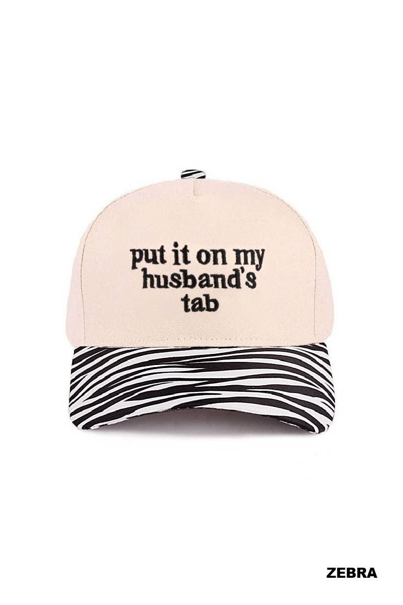 `Put It On My Husband's Tab Two Tone Canvas Cap