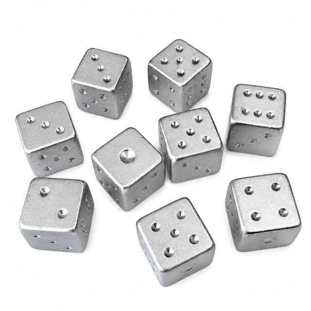 Gold and Silver Luxe Solid Metal Mahjong Dice Gift Ready