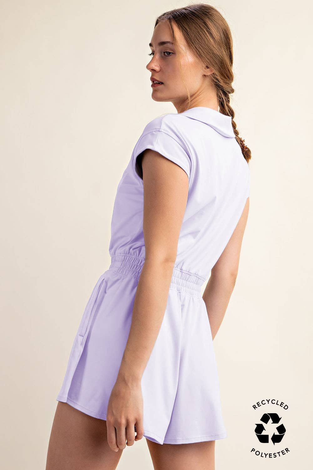 BUTTER SHORT SLEEVE QUARTER ZIP ROMPER