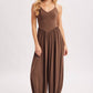 V-NECK RELAXED FLOWY LEGS JUMPSUIT CRISS-CROSS OPEN BACK
