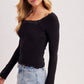 LACE TRIM SQUARE & BOAT NECK 2-WAY KNIT TOP