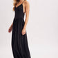 V-NECK RELAXED FLOWY LEGS JUMPSUIT CRISS-CROSS OPEN BACK