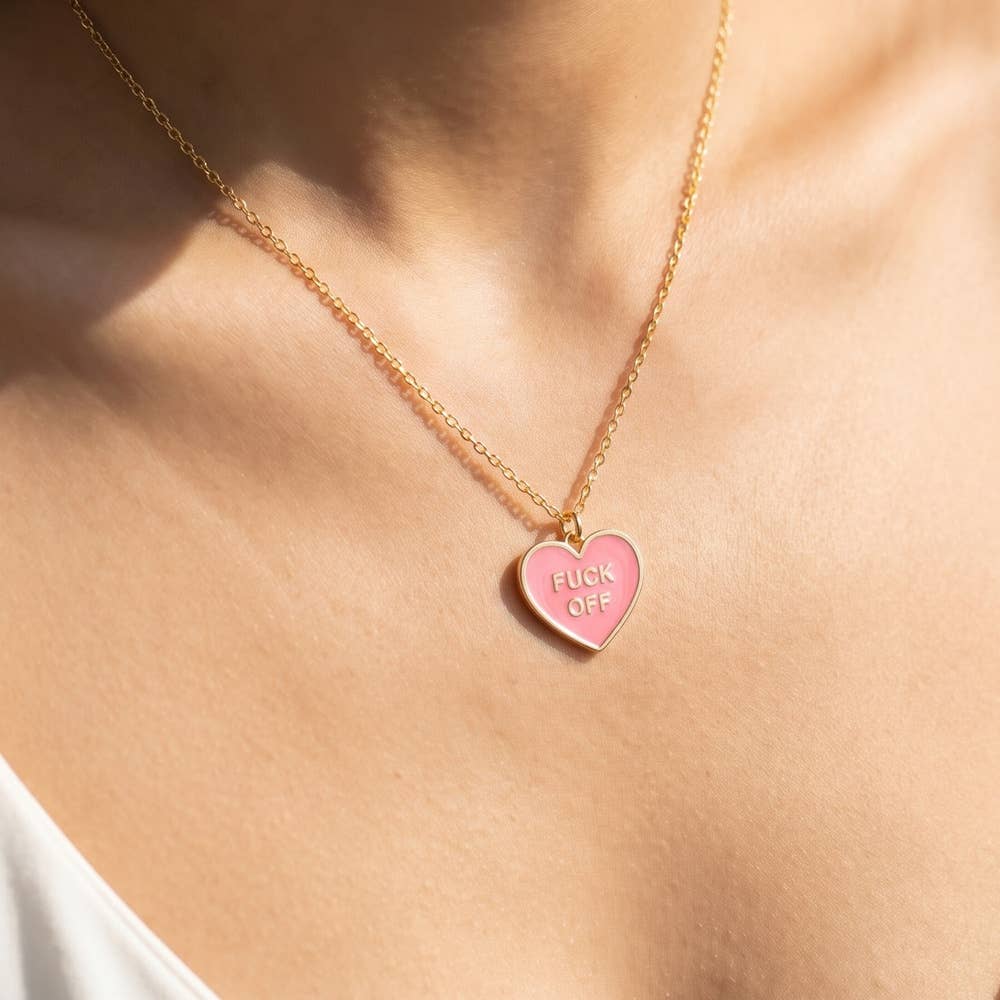 Enamel Heart Statement Pendant Necklace
