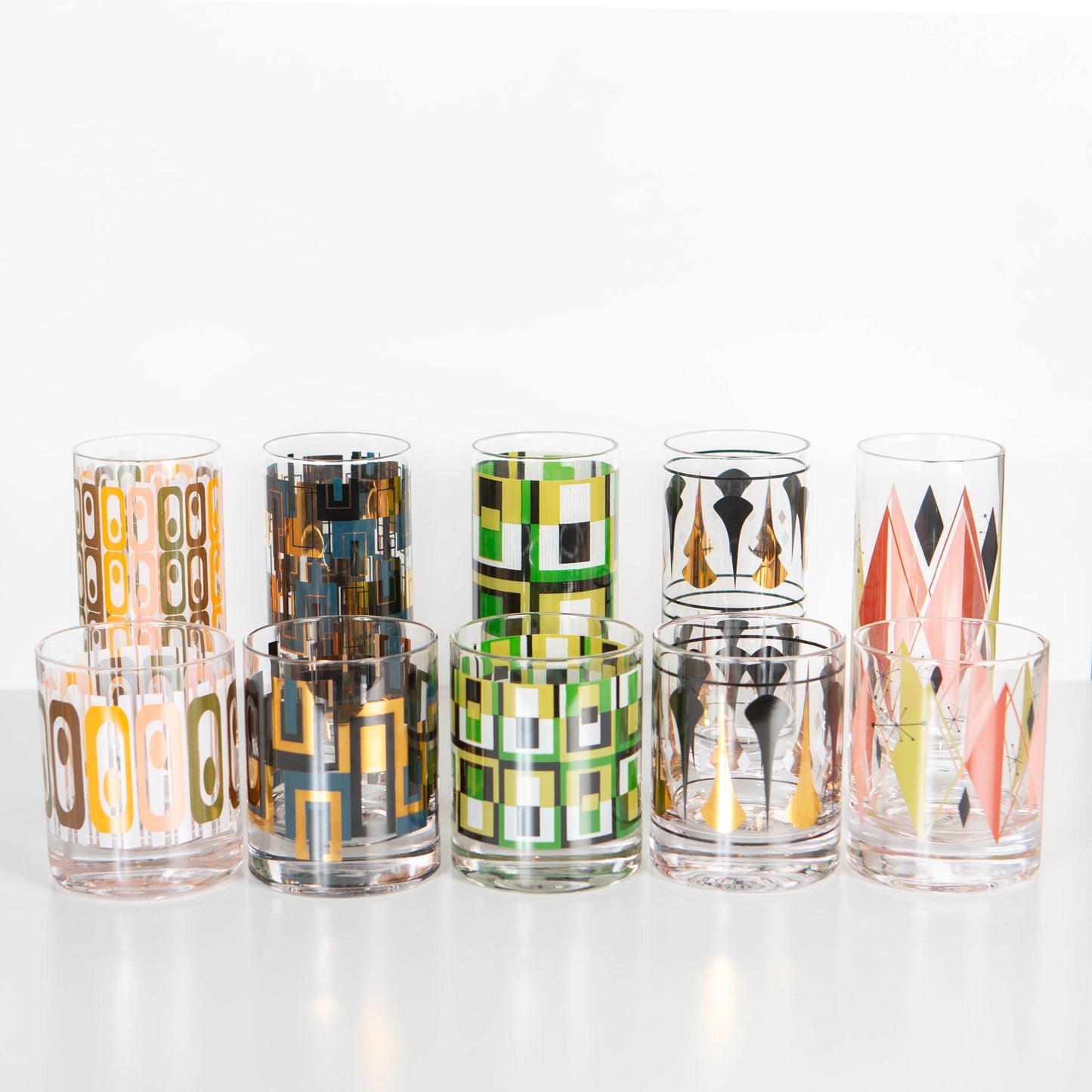 Black & Gold Mid Century Vintage Whiskey Rock Cocktail Glass