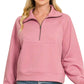 Scuba Half Zip Pullover With Kangaroo Pocket Zenana