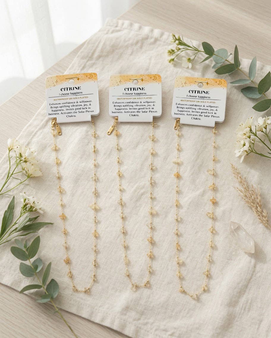 Dainty Crystal Chip Necklace 18K Gold Plated, Waterproof