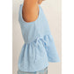 Gingham Sleeveless Peplum Top With Side Ties
