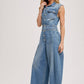 DENIM SLEEVELESS SHIRT JUMPSUIT