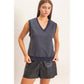 V-Neck Pinstripe Sleeveless Top