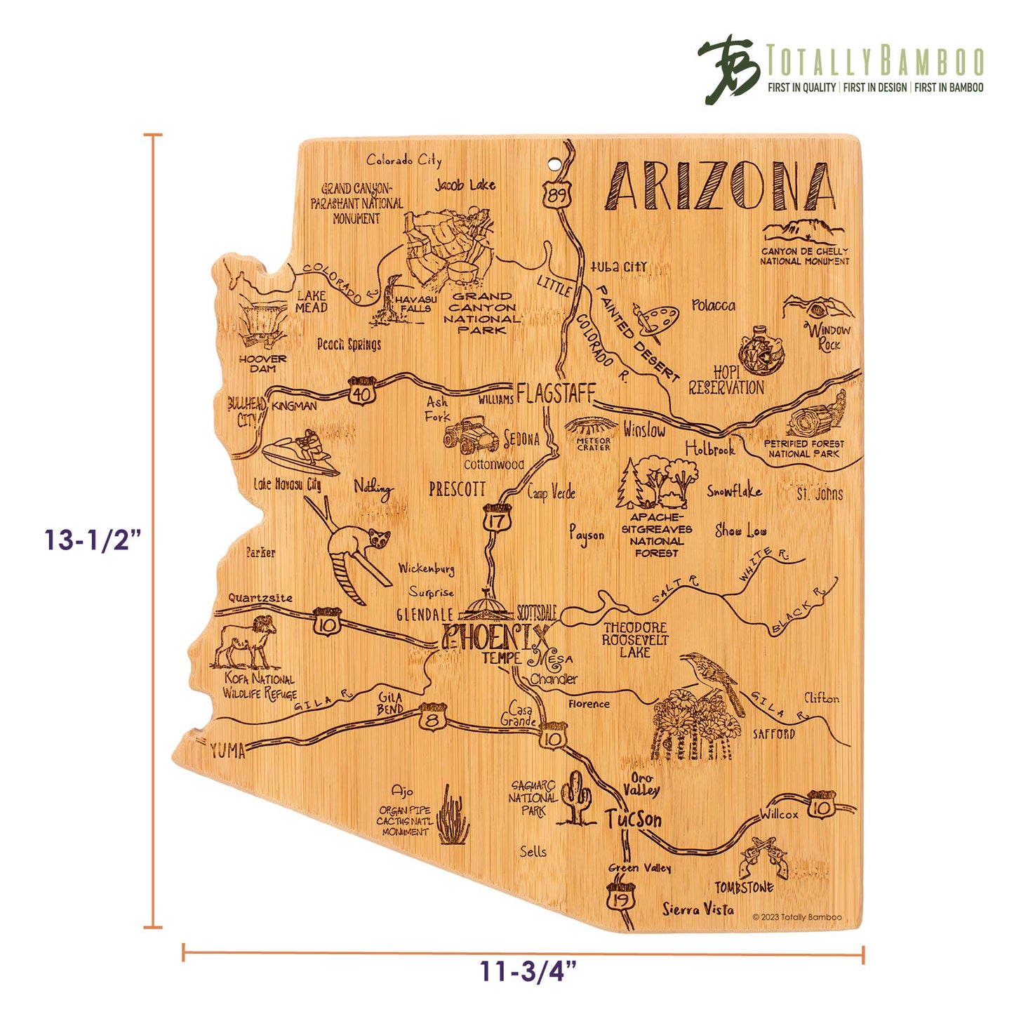 Destination Arizona Cutting Board with Engraved Artwork