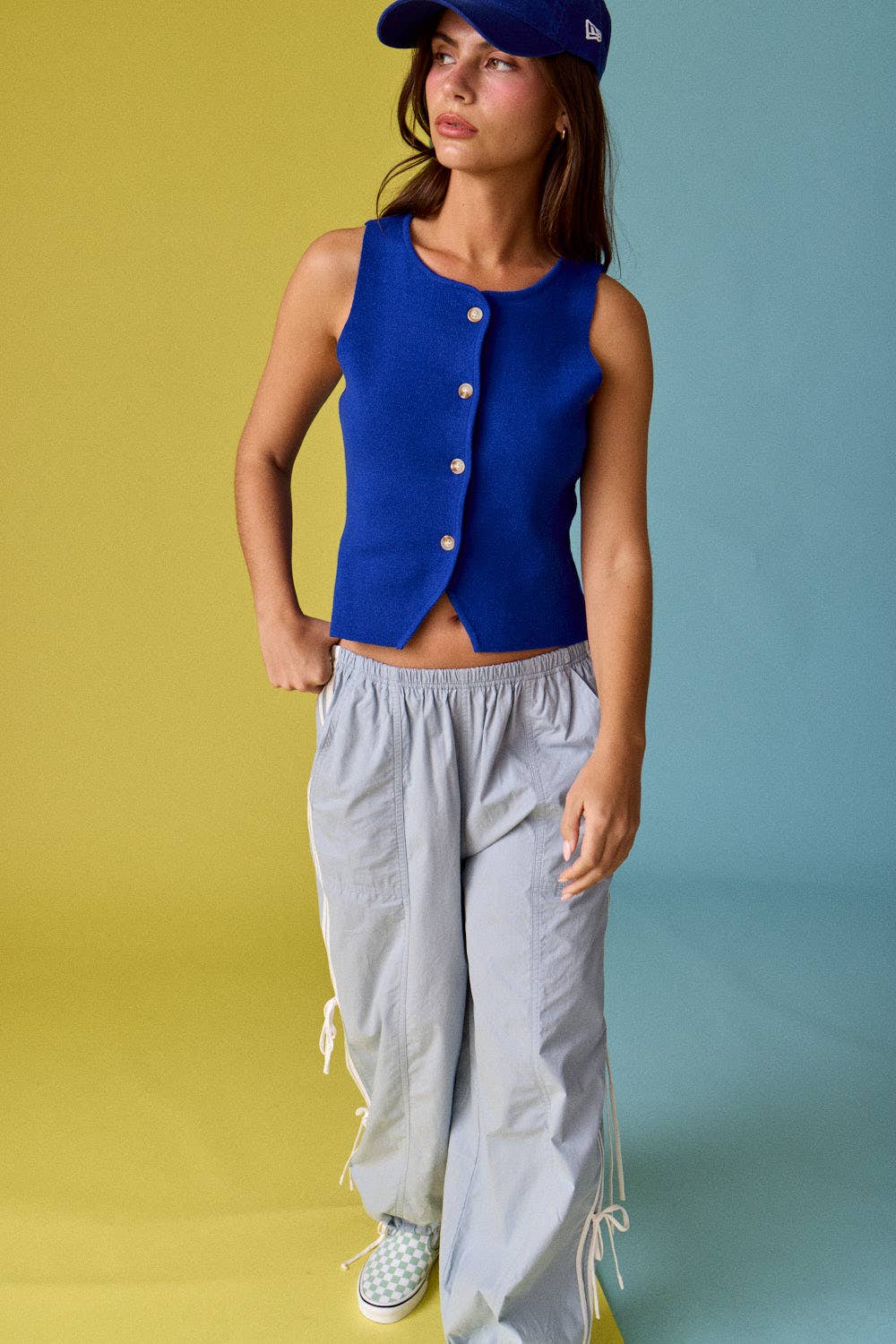 PT50333 Audrey Sleeveless Button Up Top