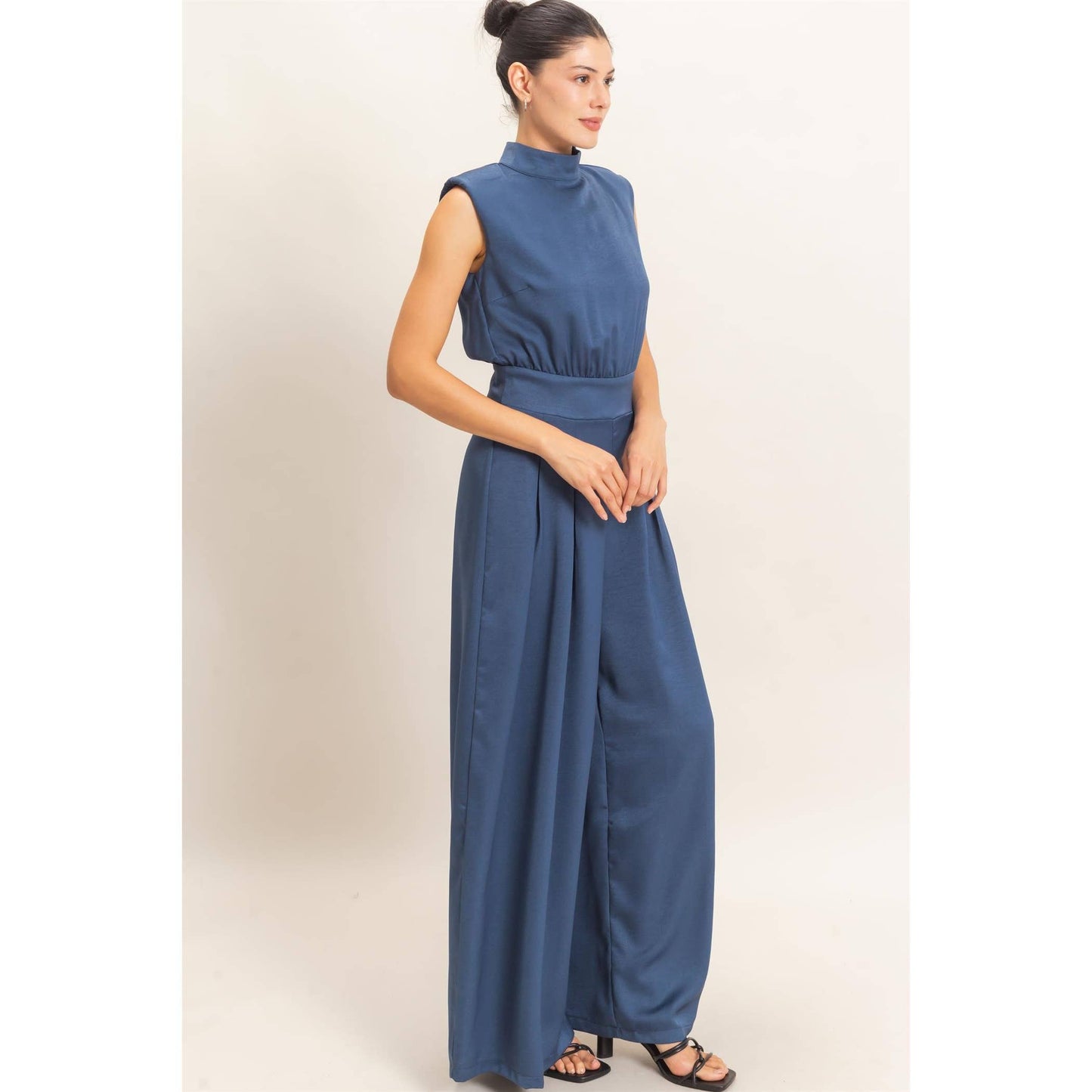 Sleeveless Mock Neck Jumpsuit