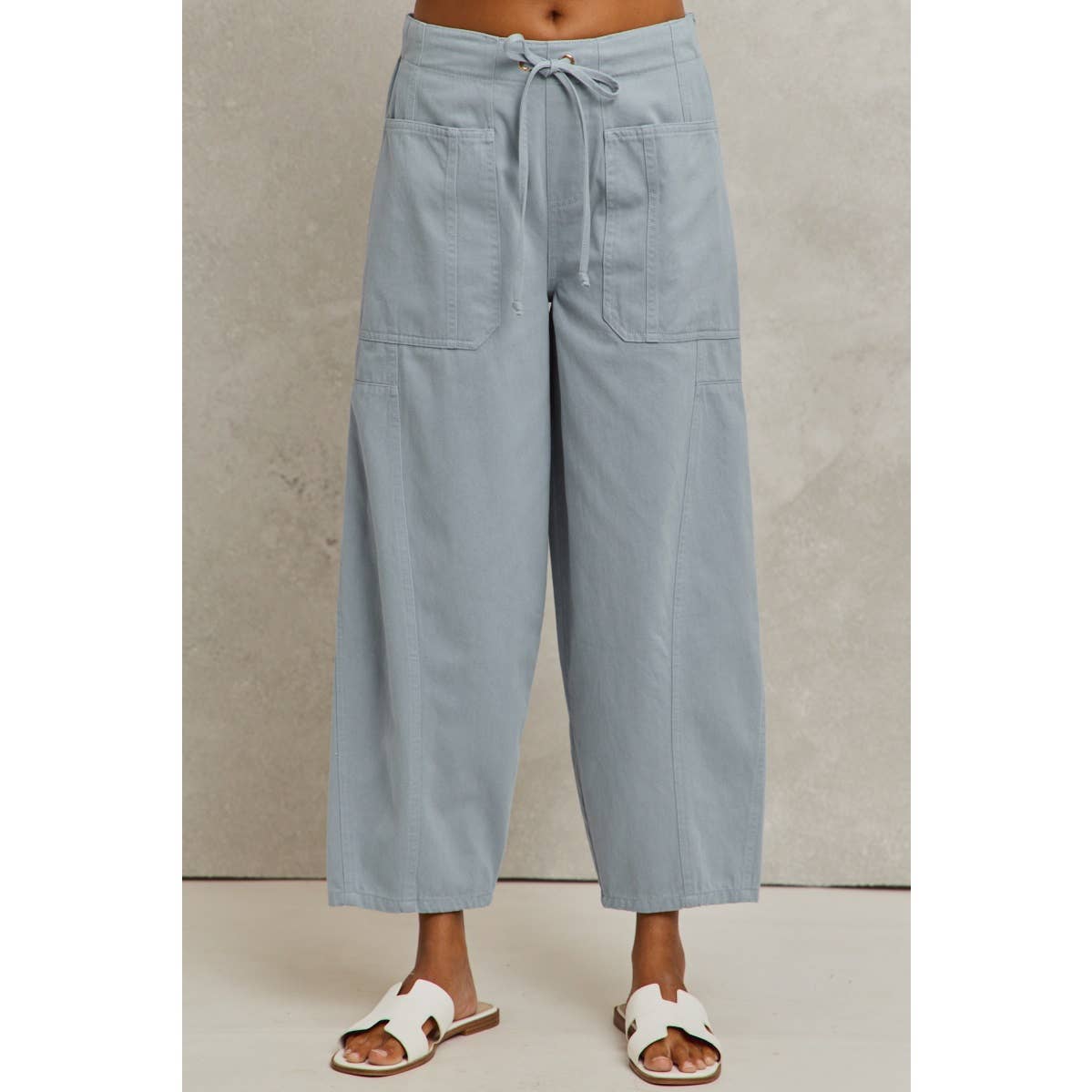 MID RISE WIDE LEG PANTS  WITH POCKETS