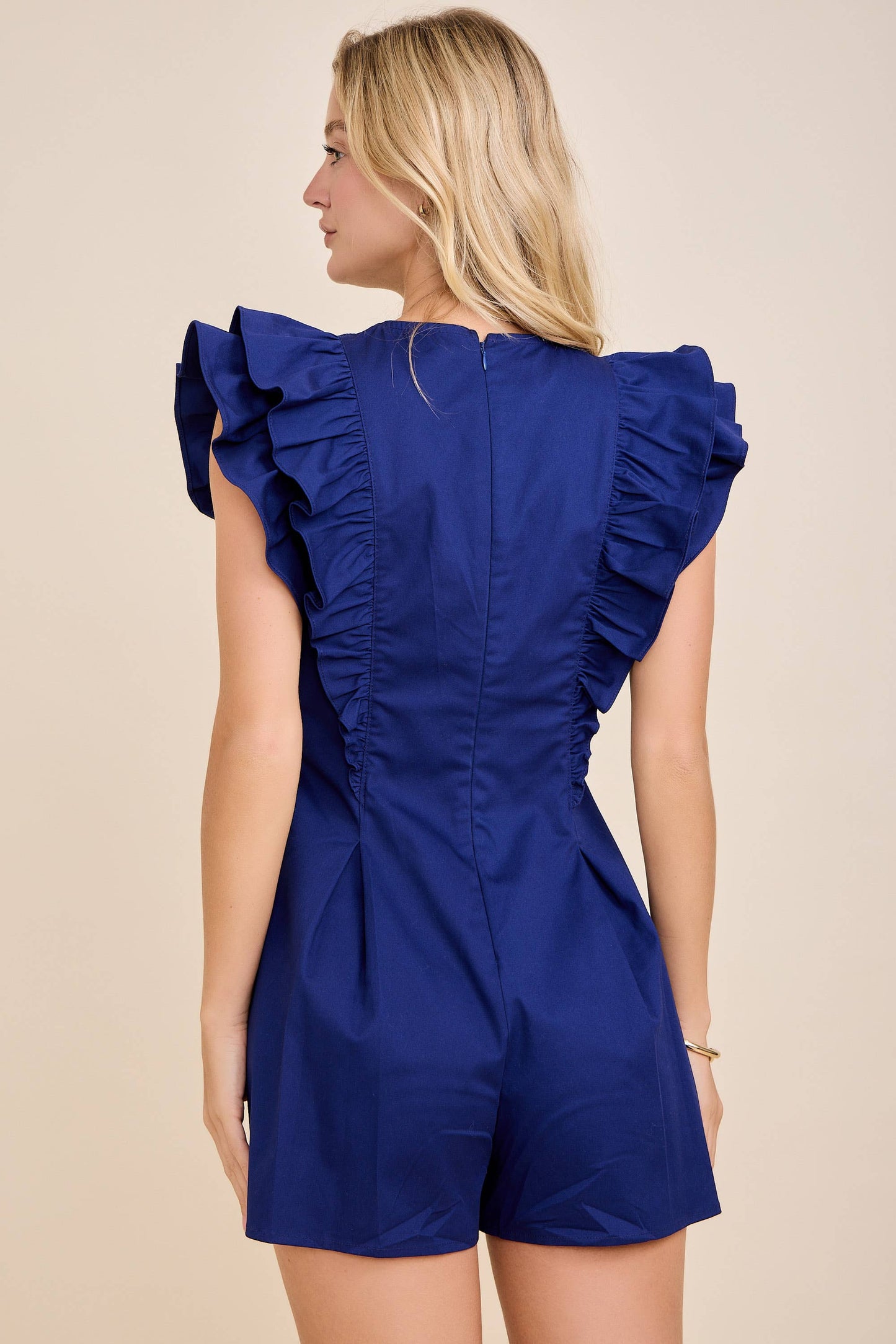 Ruffle Sleeve Button Front Romper