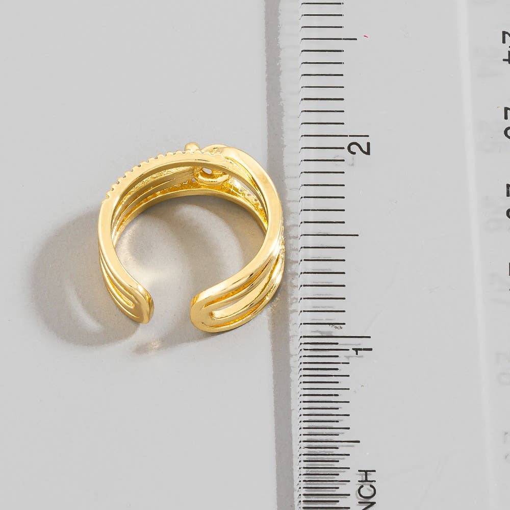 Pave Multi Row Center Knot Adjustable Ring