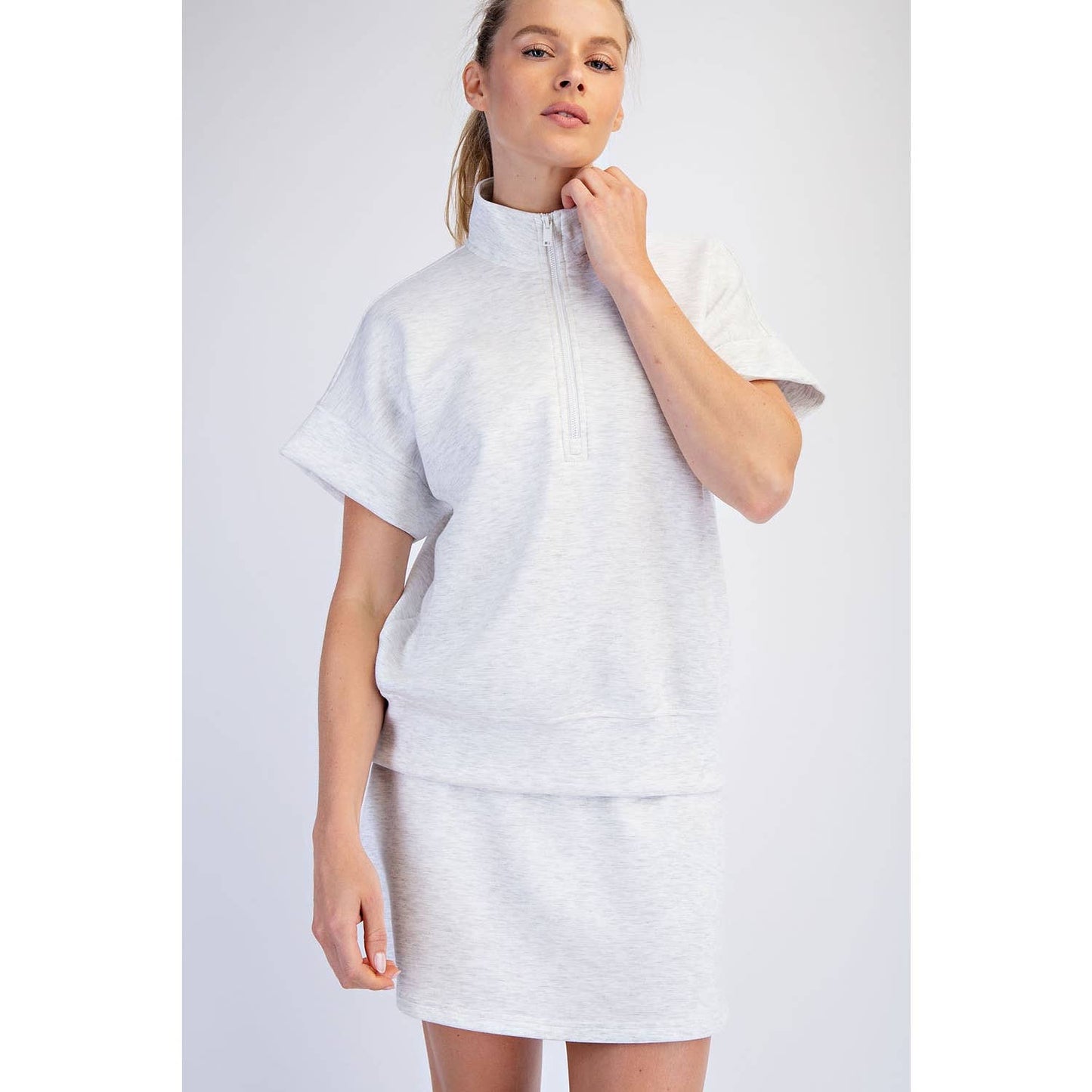 MODAL SCUBA QUARTER ZIP SHORT SLEEVE TOP