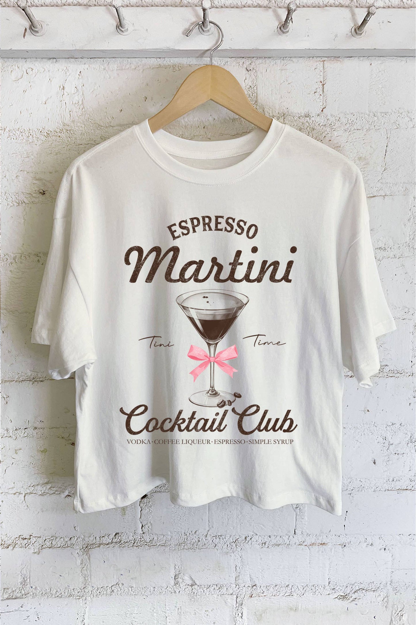 ESPRESSO MARTINI RIBBON GRAPHIC LONG CROP TOP