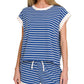 ...0223 Stripe Contrast Trim Top & Shorts Set SI-29132