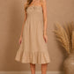 Strapless Smocked Midi Dress