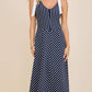 A-line long midi cotton knit dress with stripe