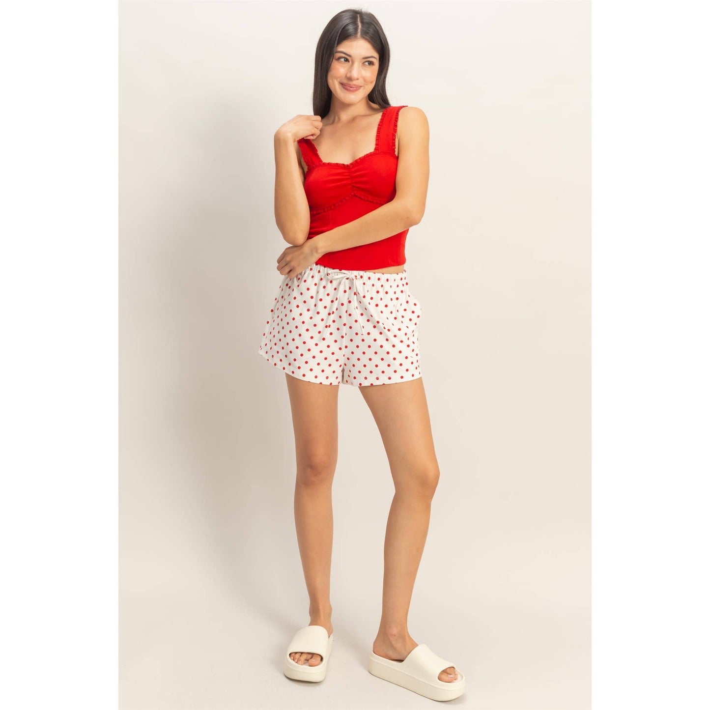 Polka Dot Drawstring Shorts