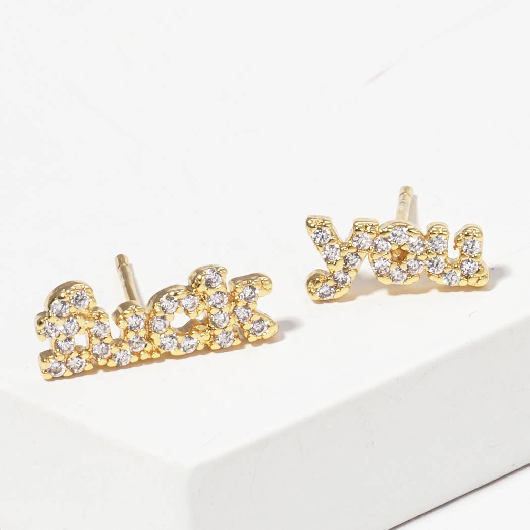 Gold-Dipped Cubic Zirconia Post Earrings