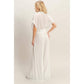 Collared Wrap Top & Wide-Leg Pants Set
