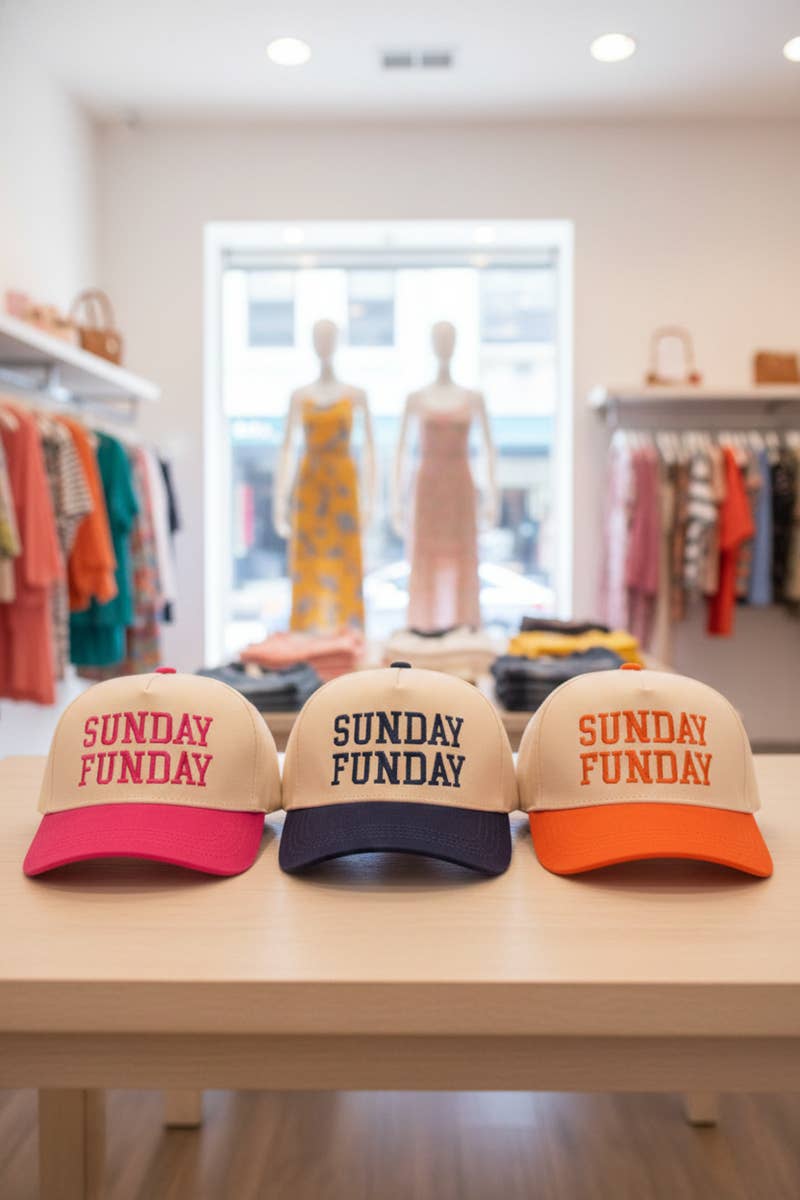 Sunday Funday Two Tone Canvas Cotton Cap  Zenana Consgt.