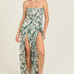 B5959-A920 SMOCKED BODICE WRAP LEG JUMPSUIT