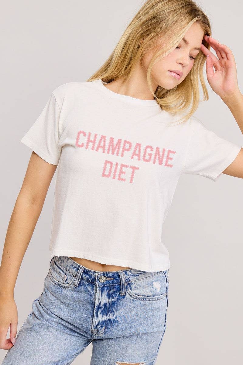 PUFF' Champagne Diet Graphic S/S Seamless Faux Crop