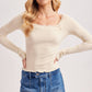 LACE TRIM SQUARE & BOAT NECK 2-WAY KNIT TOP
