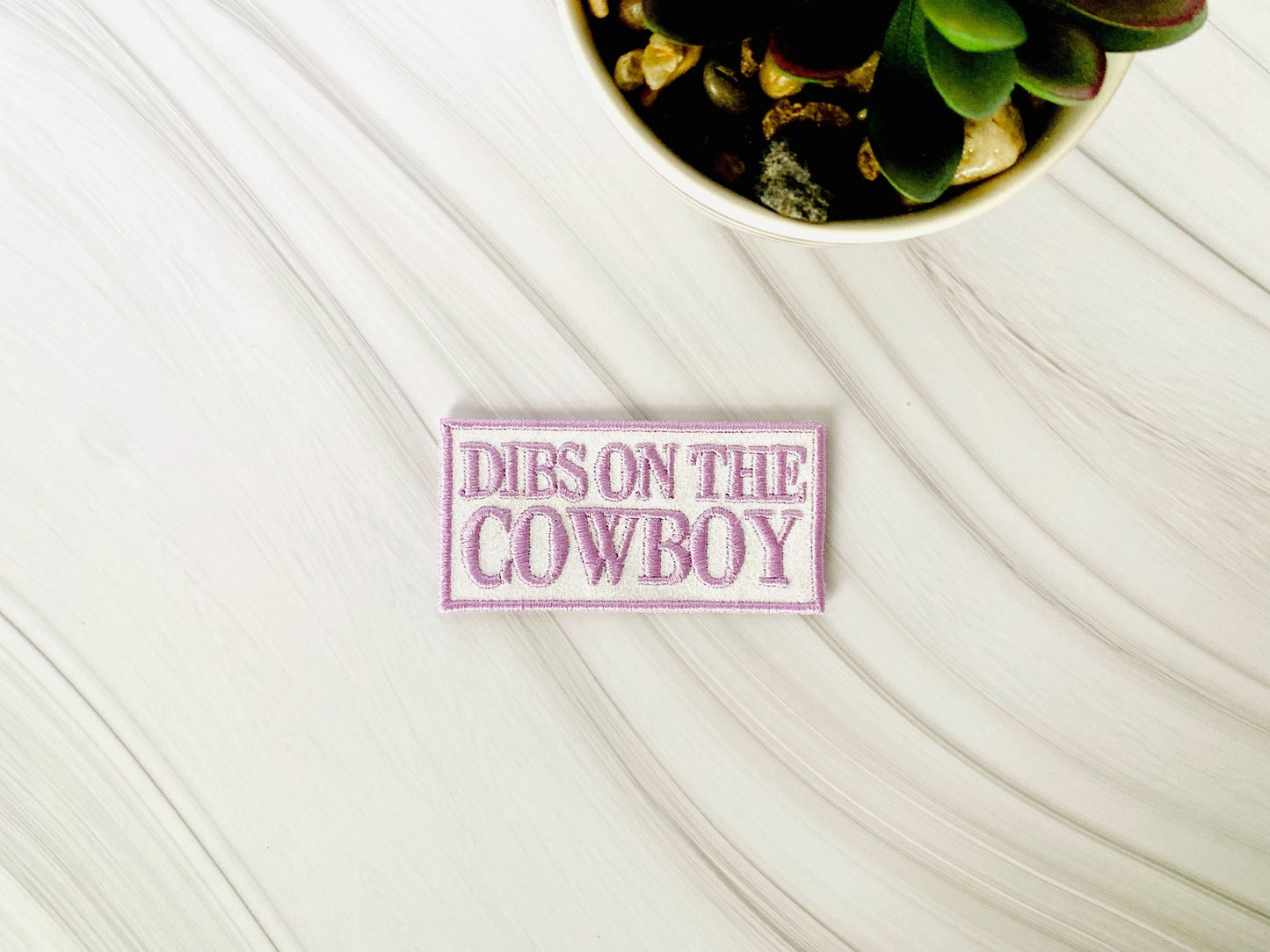 Dibs on the cowboy embroidered iron-on hat patch
