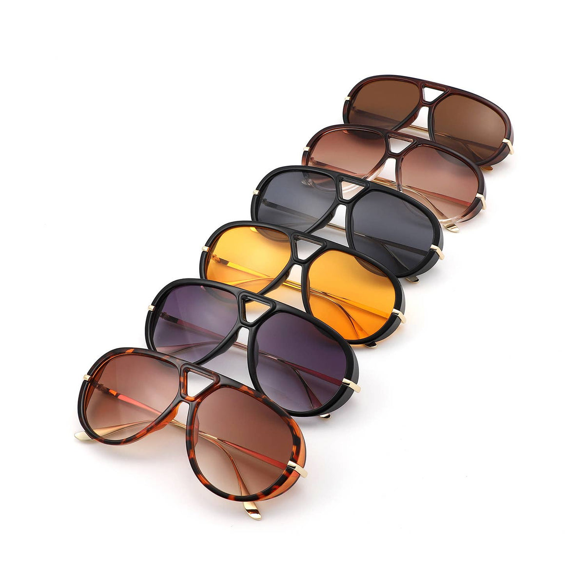 Retro Double Bridge Bold Fashion Aviator Sunglasses