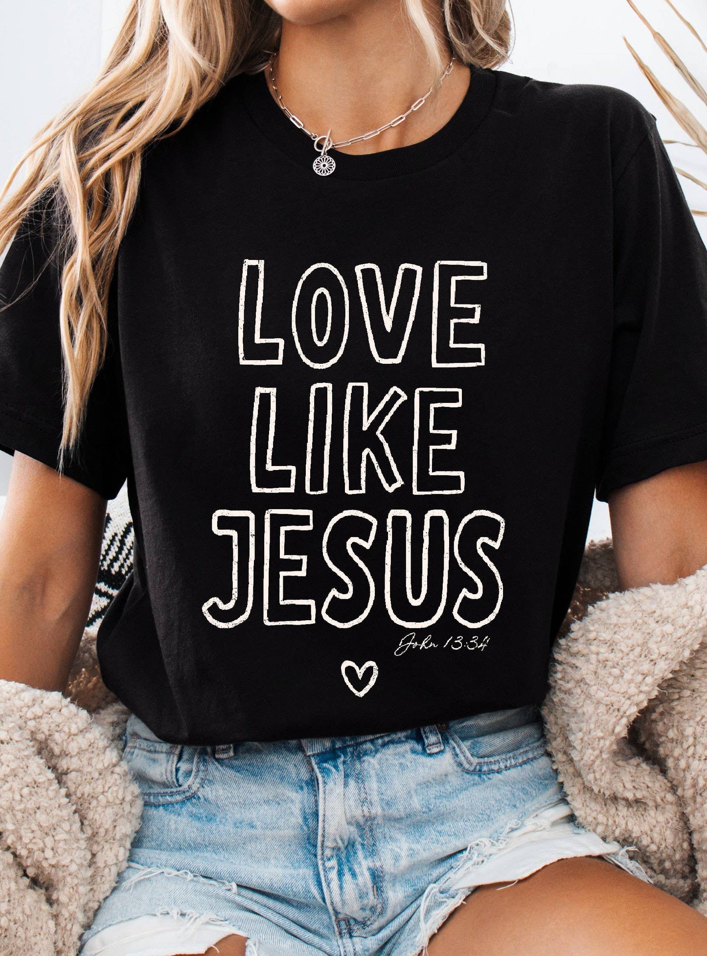 LOVE LIKE JESUS PUFF JOHN 13:34 GRAPHIC TSHIRTS