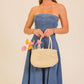Strapless Stretch Denim Midi Dress