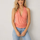 CUPRO HALTER SURPLICE SIDE RUCHED TOP FWMT3834