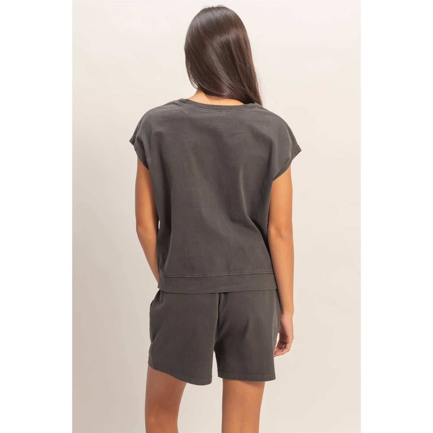 Sleeveless Crew Neck Top and Shorts Set