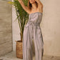 MINERAL WASH CONTRAST STITCH BARREL LEG JUMPSUIT